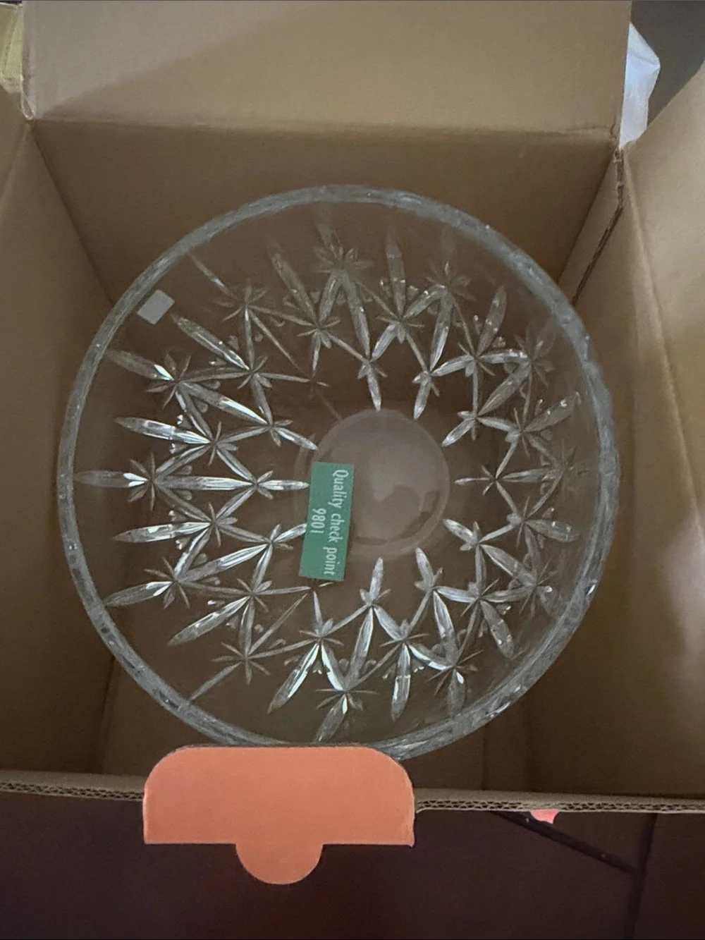 Cut Crystal Pattern Glass Serving Bowl - Clear Kristallglas, Germany 24% lead